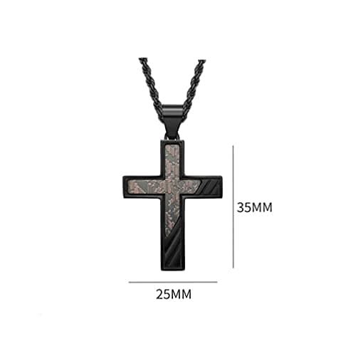 Men's Black Blue Cross Necklace Stainless Steel Crucifix Pendant 24 Inch Chain