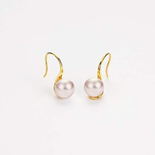 Michooyel 18K Gold Plated Akoya Pearl Dangle Earrings 8.5-9mm Sterling Silver Fine Jewelry