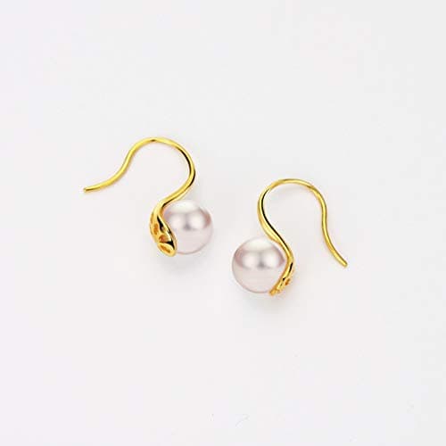 Michooyel 18K Gold Plated Akoya Pearl Dangle Earrings 8.5-9mm Sterling Silver Fine Jewelry