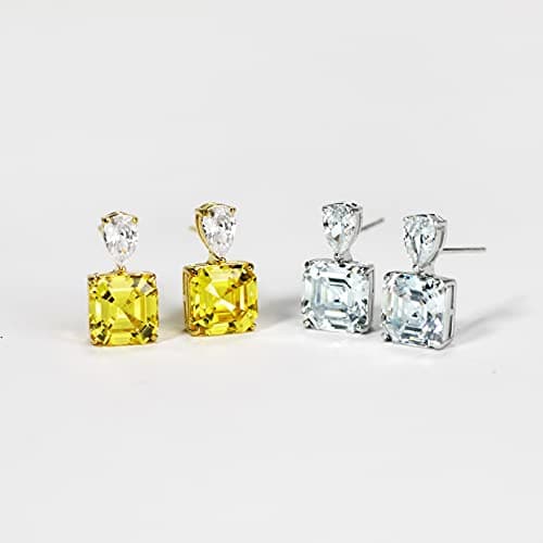 Michooyel 925 Silver Citrine Diamond Accented Earrings for Women