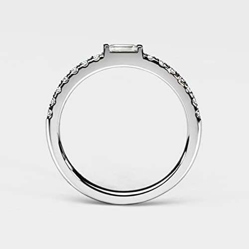 Michooyel Moissanite Eternity Ring with Emerald Cut Baguettes