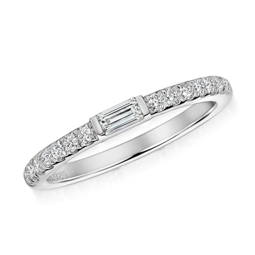Michooyel Moissanite Eternity Ring with Emerald Cut Baguettes