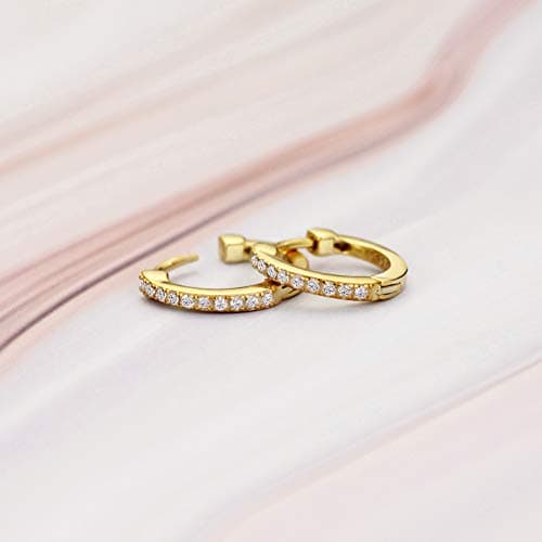 Michooyel 18K Gold Plated 925 Silver CZ Pave Hoop Earrings