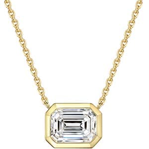 Emerald Cut Pendant Necklace for Women - 18k Gold Plated Diamond Solitaire Necklace