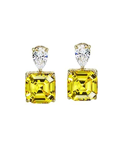 Michooyel 925 Silver Citrine Diamond Accented Earrings for Women