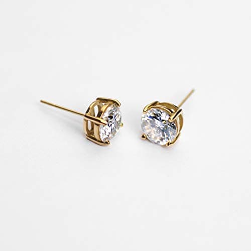 Michooyel 18K Gold Solitaire Stud Earrings for Women
