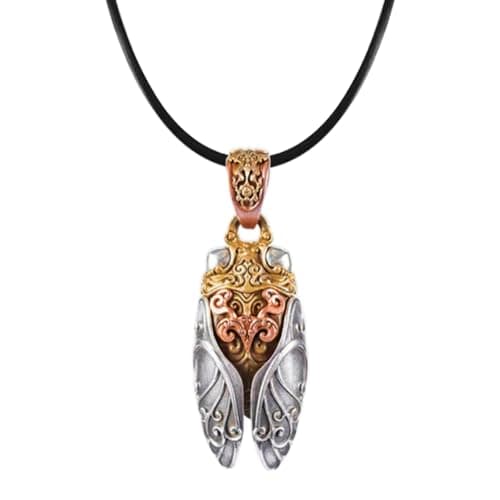 Zyuzles Vintage Cicada Pendant Copper Insect Jewelry for Men and Women