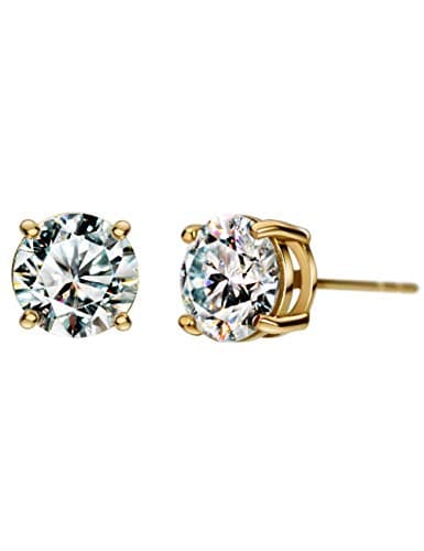 Michooyel 18K Gold Solitaire Stud Earrings for Women