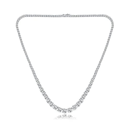 MDFUN Graduated Round Cut Cubic Zirconia Tenni Necklace for Women and Men