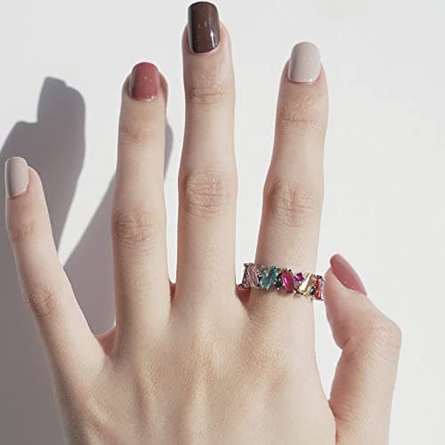 Michooyel Eternity Multicolor CZ Ring for Women