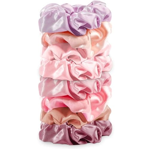 8 Pack Satin Hair Scrunchies for Women