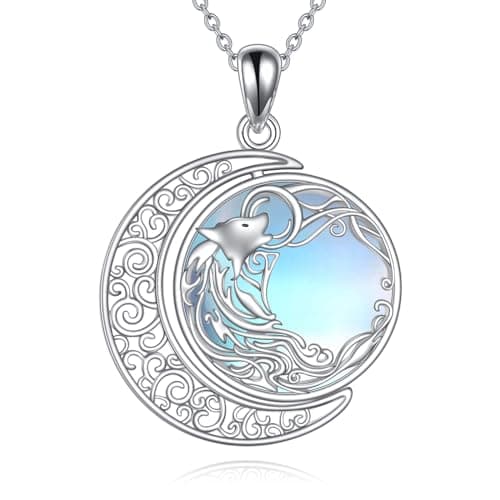 Refined Title:

KQF Wolf Half Moon Necklace for Men, Teen Girls, and Boys