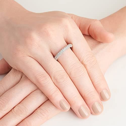 MORGAN & PAIGE Rhodium Plated Cubic Zirconia Eternity Ring for Women