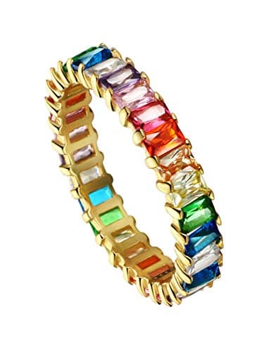 Michooyel Eternity Rainbow Ring for Women