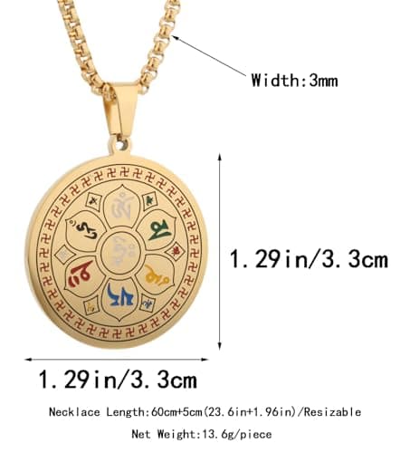Scddboy Tibetan Buddhist Six-Word Mantra Pendant Necklace for Men Women