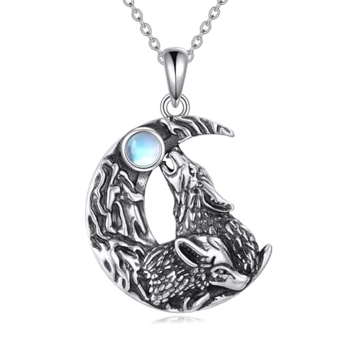 Refined Title:

KQF Wolf Half Moon Necklace for Men, Teen Girls, and Boys