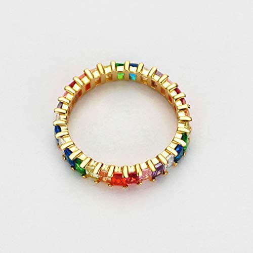 Michooyel Eternity Rainbow Ring for Women