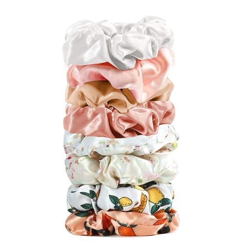 8 Pack Satin Hair Scrunchies for Women