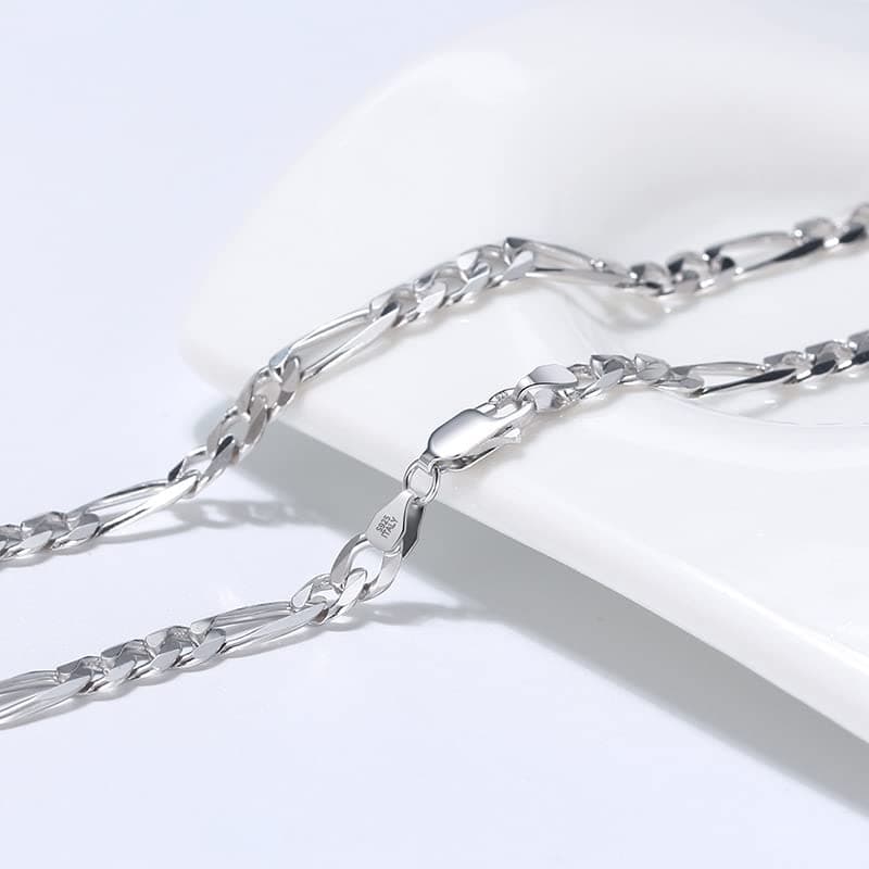 Refined title: Michooyel Sterling Silver 5mm Figaro Chain Necklace for Men and Women