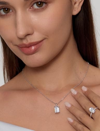 Michooyel 4.0ct Emerald Cut Women's Necklace