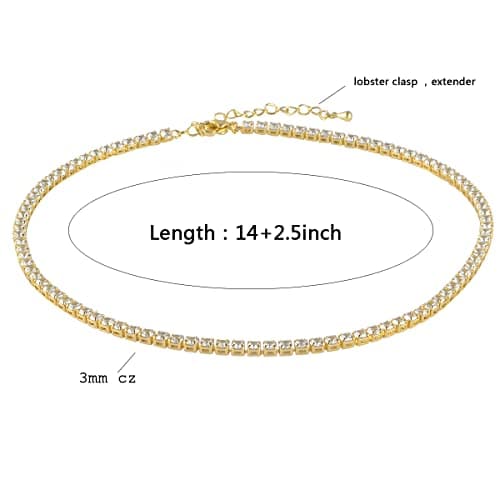 Adjustable 3mm Tennis Choker Necklace for Women