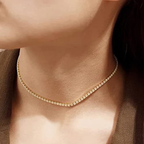 Adjustable 3mm Tennis Choker Necklace for Women