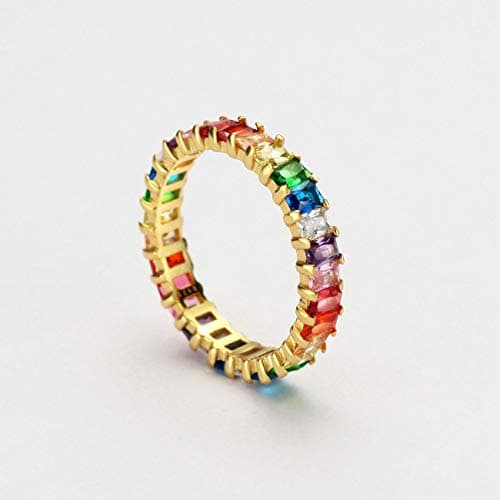 Michooyel Eternity Rainbow Ring for Women