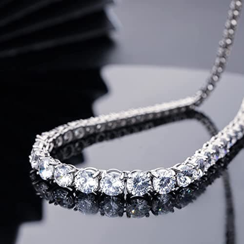MDFUN Graduated Round Cut Cubic Zirconia Tenni Necklace for Women and Men