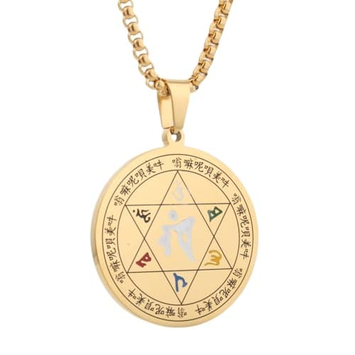 Scddboy Tibetan Buddhist Six-Word Mantra Pendant Necklace for Men Women