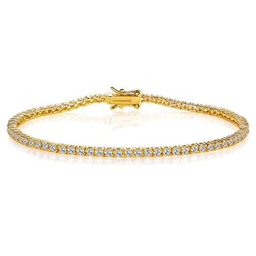 Gemsme 2.0MM Tennis Bracelet for Women and Men, 18K Gold Plated Cubic Zirconia Tennis Bracelet