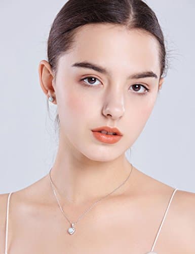 Michooyel Opal Sterling Silver Heart Pendant Stud Earrings Jewelry for Women