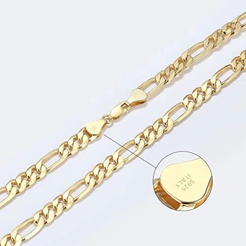 Michooyel 925 Sterling Silver Figaro Necklace for Men and Women