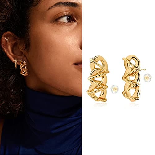 MYEARS Gold Stud Earrings 14K Gold Filled Hypoallergenic Everyday Jewelry