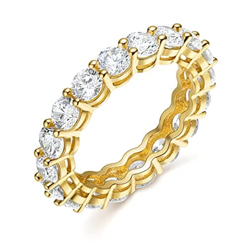 Gemsme 18K Yellow Gold Filled Cubic Zirconia Eternity Ring for Women Size 5-10
