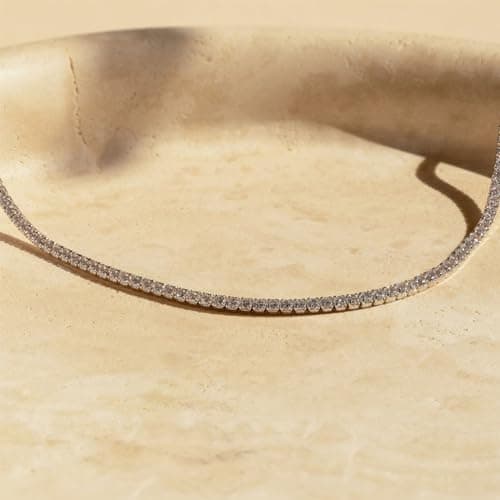Refined Title: Classic Diamond Tennis Choker Necklace - 14K Gold/Silver Plated