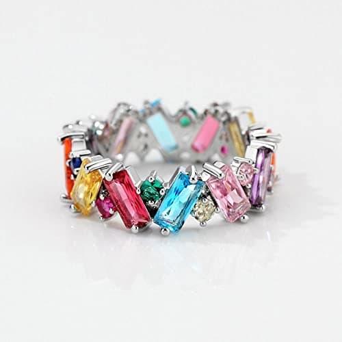 Michooyel Eternity Multicolor CZ Ring for Women