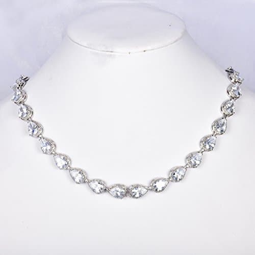 MASOP Women's Silver-Tone Clear CZ Pear Shape Teardrop Jewelry