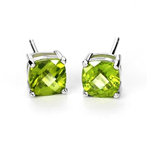 Michooyel Sterling Silver Peridot Stud Earrings 1.5ct August Birthstone Pair
