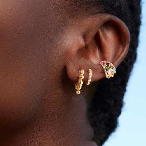 MYEARS Gold Hoop Huggie Earrings 14K Gold Filled Hypoallergenic Jewelry