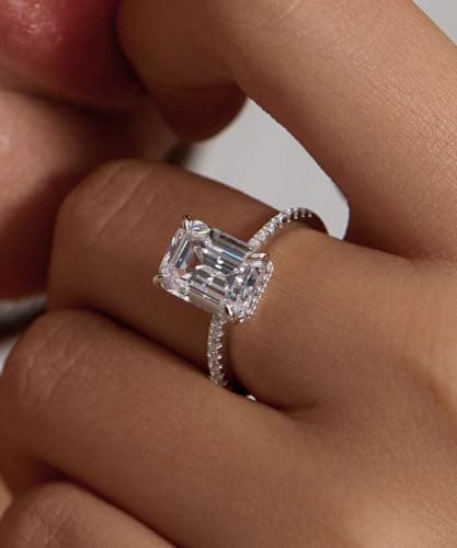Michooyel Sterling Silver Emerlad Cut Diamond Jewelry Set