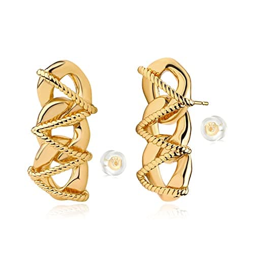MYEARS Gold Stud Earrings 14K Gold Filled Hypoallergenic Everyday Jewelry
