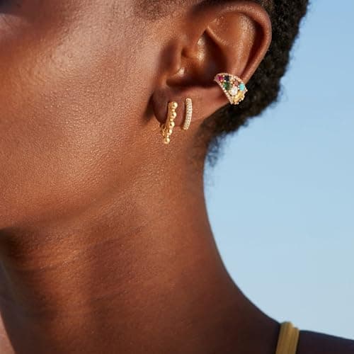 MYEARS Gold Hoop Huggie Earrings 14K Gold Filled Hypoallergenic Jewelry