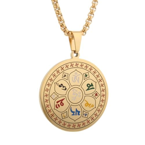 Scddboy Tibetan Buddhist Six-Word Mantra Pendant Necklace for Men Women