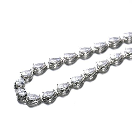MASOP Women's Silver-Tone Clear CZ Pear Shape Teardrop Jewelry