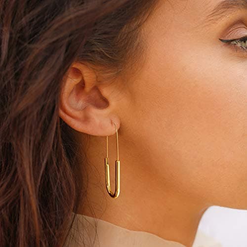 Lane Woods Minimalist Hoop Earrings: Gold Plated Trendy Jewelry for Women