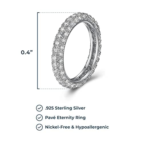 MORGAN & PAIGE Rhodium Plated Cubic Zirconia Eternity Ring for Women