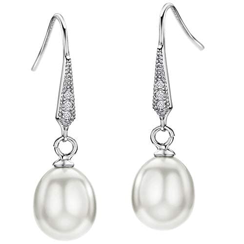 Michooyel Sterling Silver Freshwater Pearls Dangle Earrings for Women