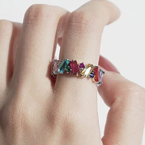 Michooyel Eternity Multicolor CZ Ring for Women