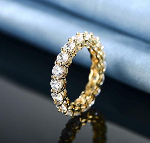Gemsme 18K Yellow Gold Filled Cubic Zirconia Eternity Ring for Women Size 5-10