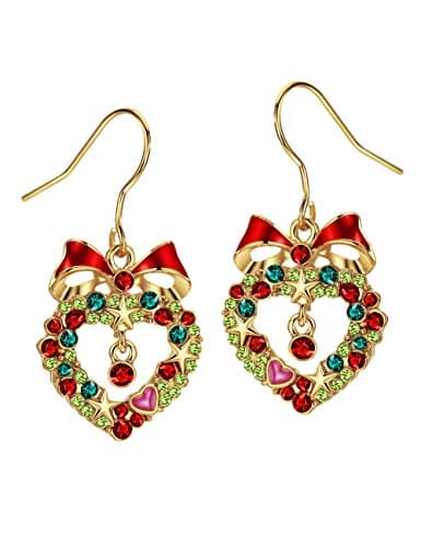 Michooyel 18K Gold Plated CZ Christmas Drop Earrings for Women Fishhook